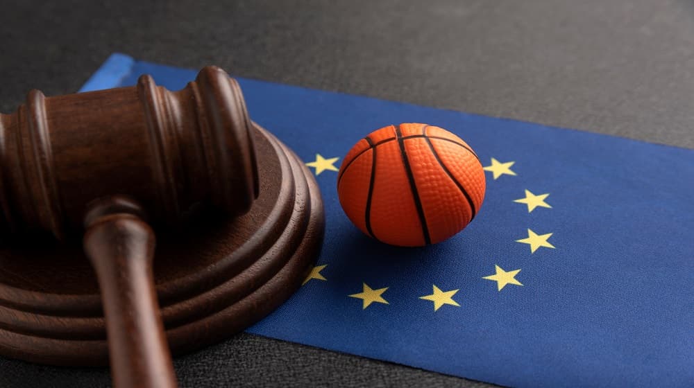 Basketball with gavel and stars